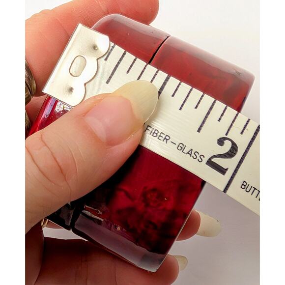 Vtg Cork Art Trinket Box 2.5" Round Red Lacquer Diorama Landscape Satin Lined - Picture 5 of 5